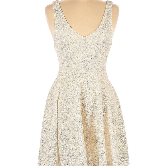 Silence and Noise Gold and White Tea Dress with Back Cut-Out - Size Large - Picture 3 of 8